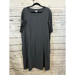 Women's Pure Jill Charcoal Crinkle Knit Dress L